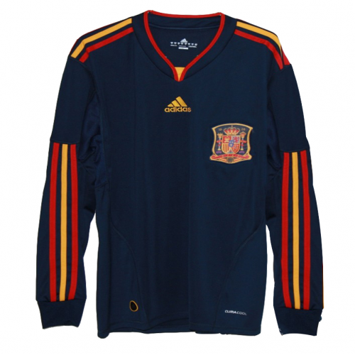 2010 Spain Retro Long Sleeve Away Kit Soccer Jersey